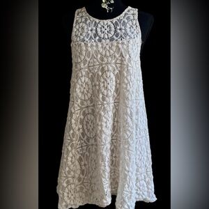 FREE PEOPLE crochet lace cream, swing dress with open back